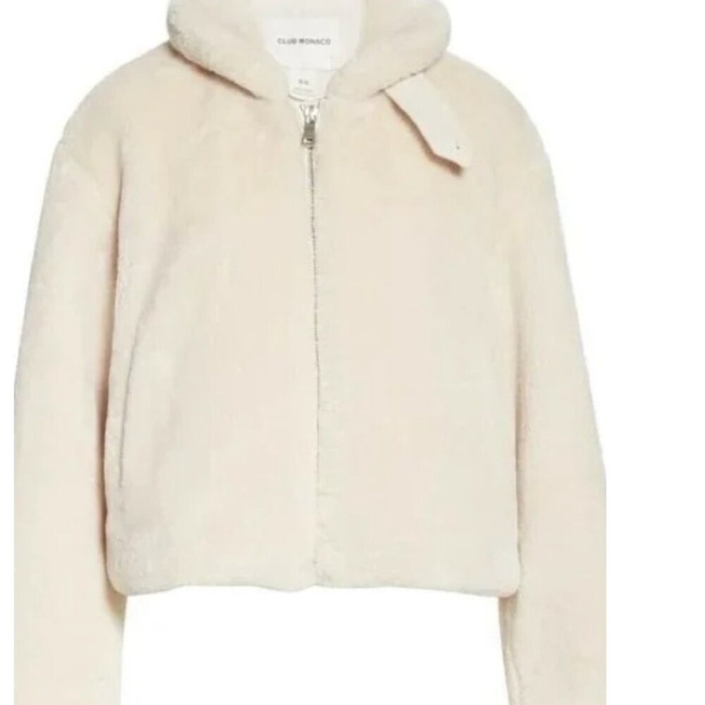CLUB MONACO Novah Cropped Teddy Jacket